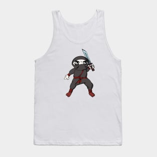 Cartoon Ninja Character with Katana Tank Top